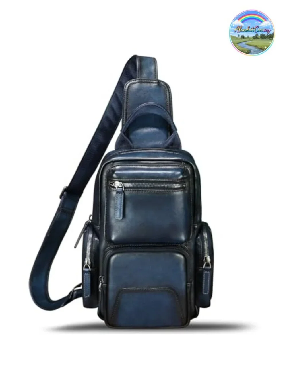 Genuine Leather Sling Bag Crossbody Hiking Daypack Handmade Chest Bag